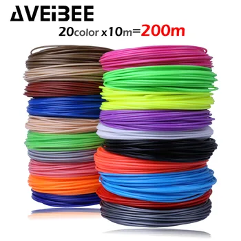 AVEIBEE-Material de impresión 3D de 10m x 5/10/20 colores, filamento de bolígrafo 3D ABS, recambio de plástico de 1,75mm para bolígrafo de Impresora de dibujo