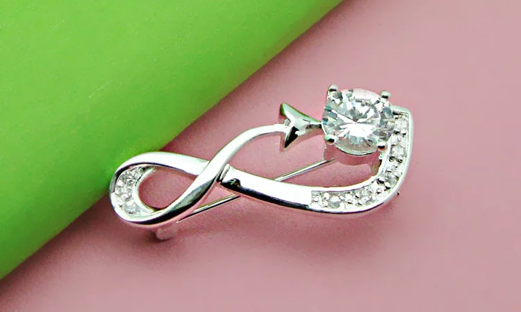 Женская Брошь из серебра 925 пробы с цирконами|silver brooch|925 sterling silver broochsterling brooch |