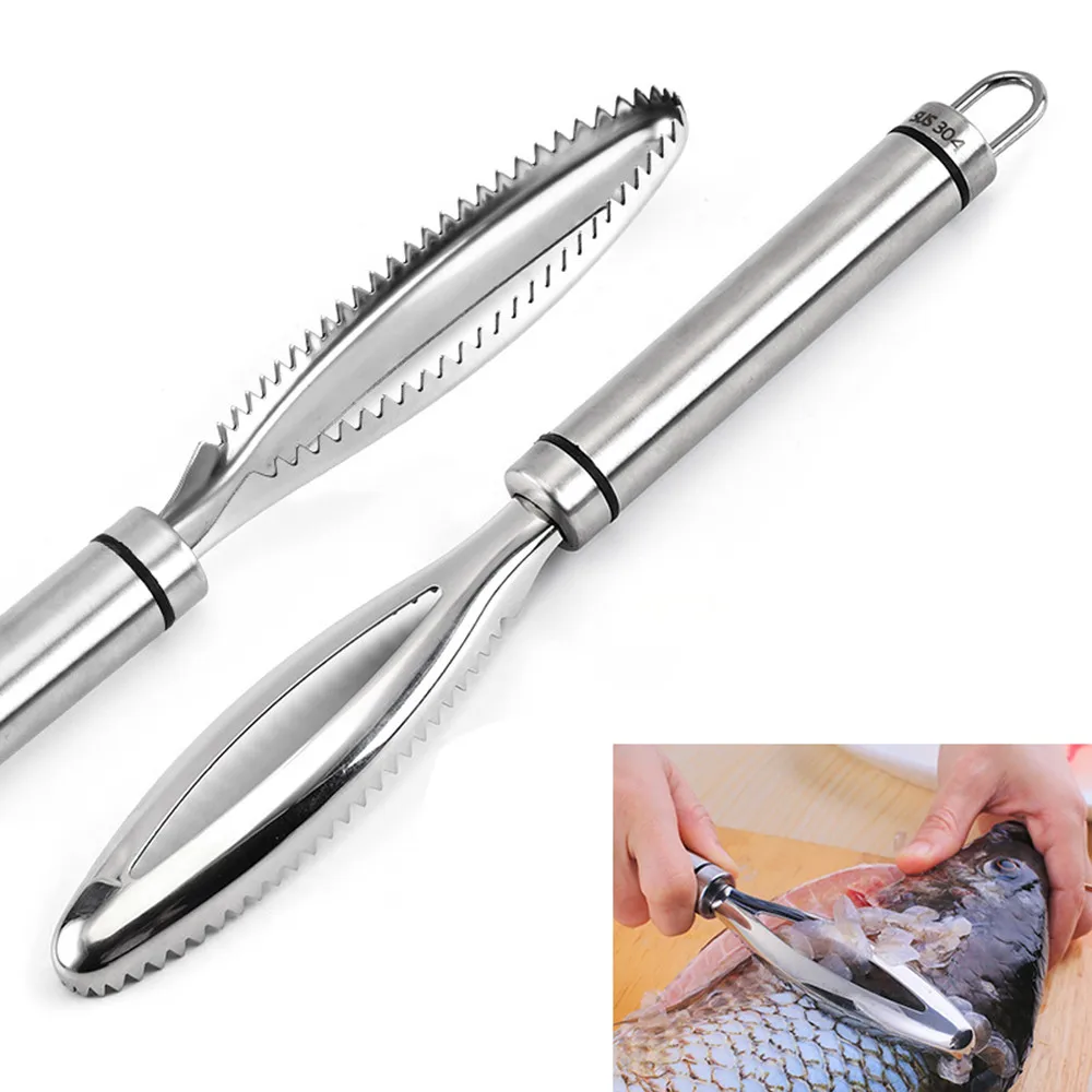 

Stainless Steel Kitchen Utensils Fish Scales Skin Brush Scraping Cleaning Tool Graters Fast Remove Fish Cleaning Peeler Scraper
