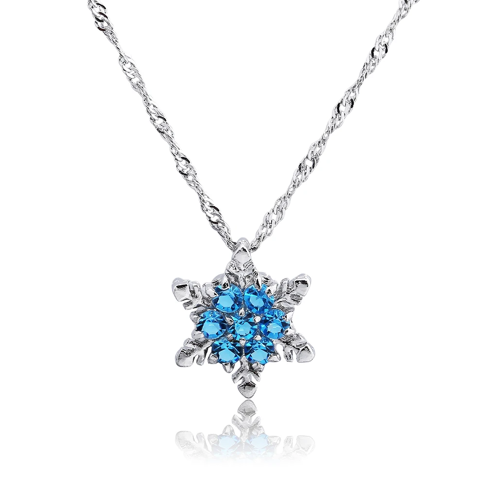 Necklace Blue Zircon Lucky Octagonal Snowflakes Necklaces & Pendants ...