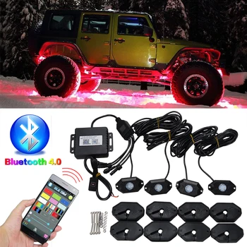 

9W RGB LED Rock Light Lamp with Bluetooth Wireless Remote Controller Timing Music Neon LED Rocking Light For Offroad SUV ATV
