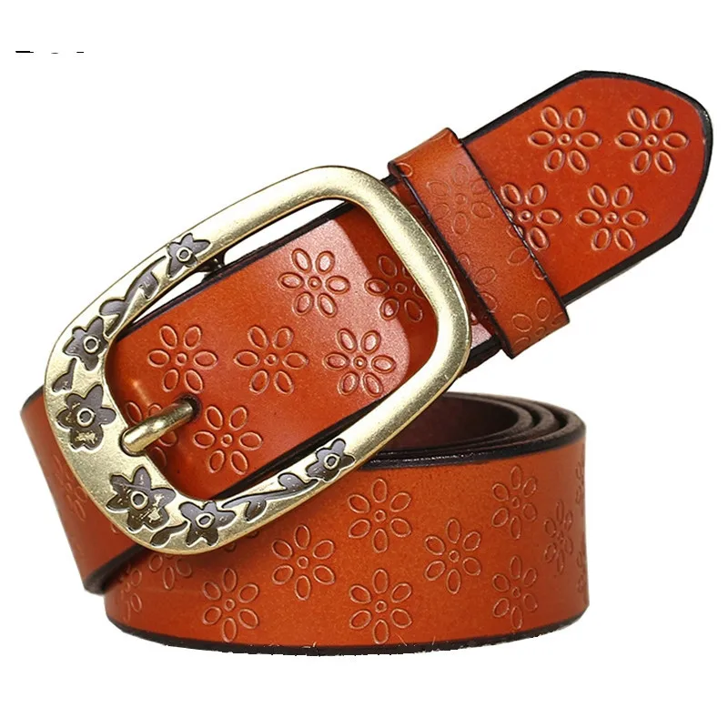 

BT Jeans Belts For Women Designer Brand High Quality Cowhide Large 105-115 cm Genuine Leather Belt Center Bar Pin Buckle Strap