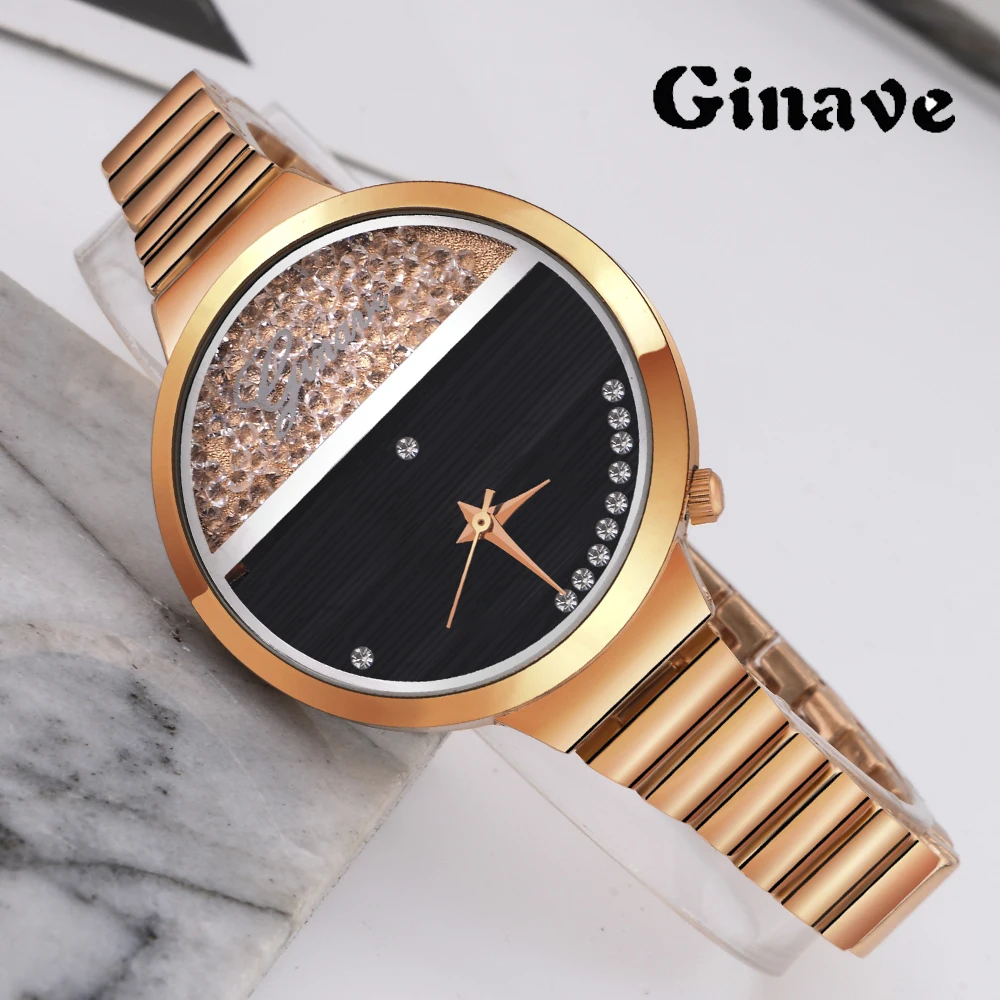 

Ginave Women's Bracelet Diamond Fashion Bangle Watch Set Ladies Female Girl Casual Quartz luxury Wristwatches Relojes Mujer
