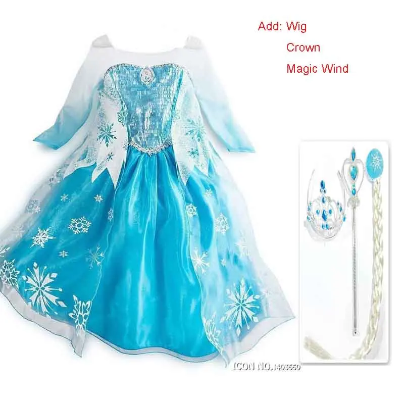 Image New 2016 Top Quality Toddler Baby Girls Clothes Princess Party Cosplay Costume Fever Elsa Dress For Girls Kids Dresses For Girl