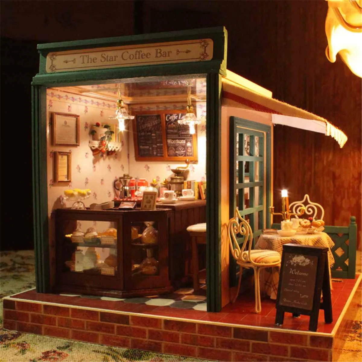 DIY кукольный домик ручной работы миниатюрный набор для проекта звезда кофе бар Музыка деревянный кукольный дом комната игрушки набор инструментов аксессуары