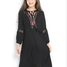 Teenage Girls Dress New Big Girl Clothing 10 to 12 Years European Girl Party Dress Big Girls Dress Black Kids Clothes
