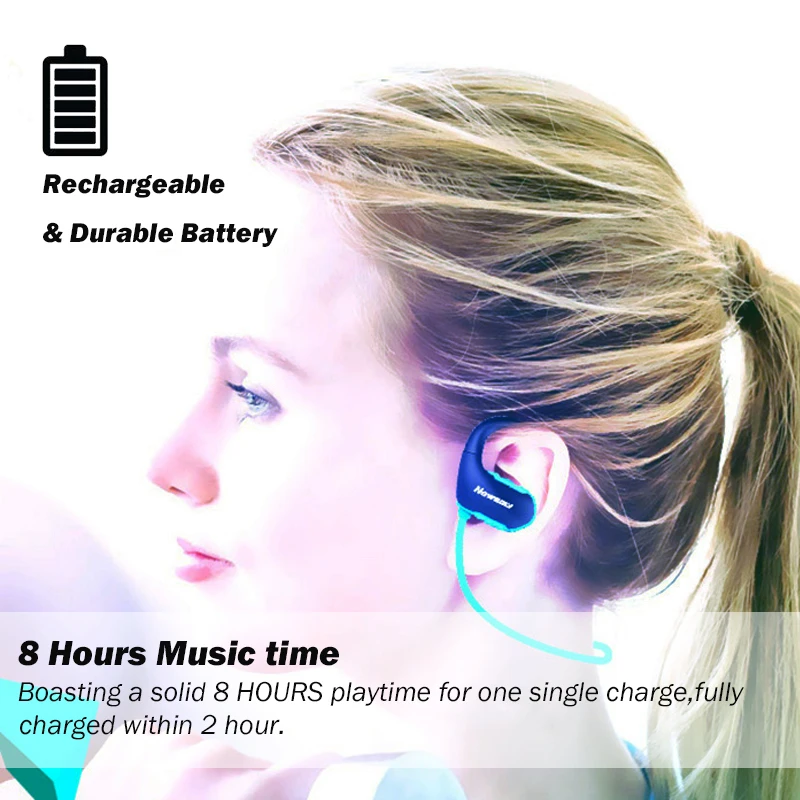 Bluetooth earphone with 8 GB memory mini portable MP3 Player waterproof wireless headphone sport MP3 Player walkman headset mic