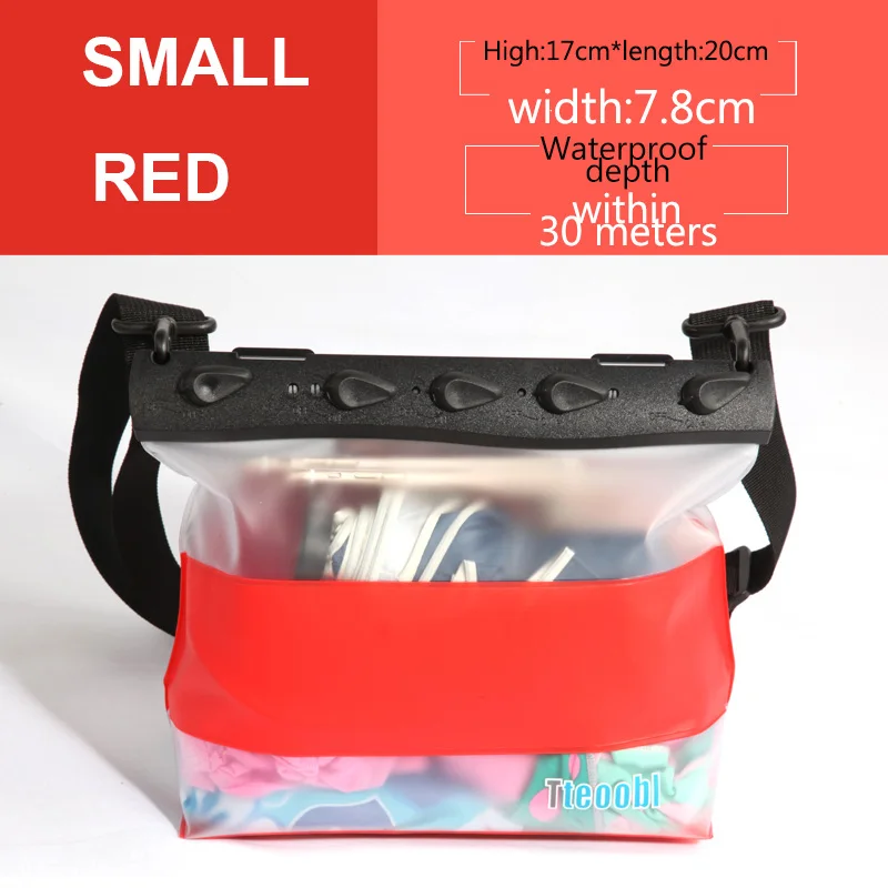 TteooBL 30 м ПВХ водонепроницаемая поясная сумка подводная Летняя Пляжная сумка прозрачные поясные сумки для серфинга маска для подводного плавания Дайвинг подводное плавание - Цвет: RED SMALL
