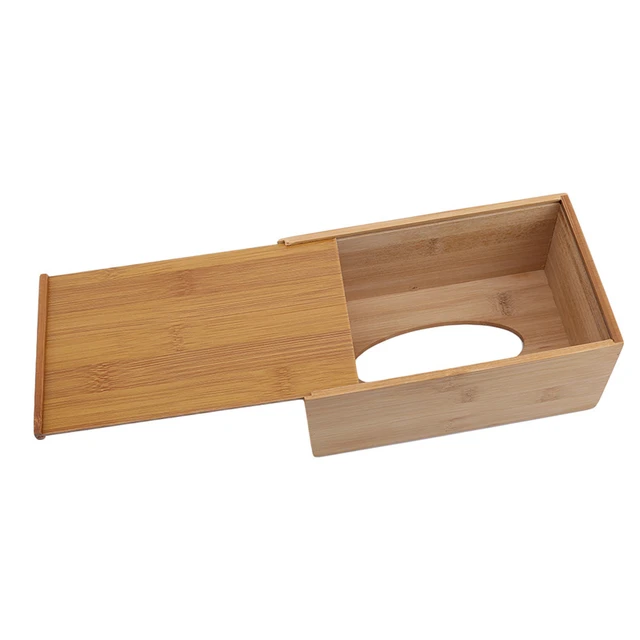 Fashion Style Bamboo Square Tissue Box Creative Seat Type Roll Storage Paper Box Tissue Canister Eco-Friendly Wood Table Decor 4