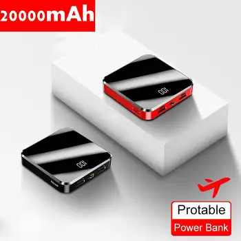 

20000mAh Portable Mini Power Bank Mirror Screen LED Display Powerbank External Battery Pack Poverbank For Smart Mobile Phone