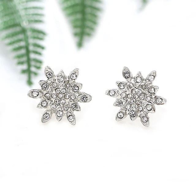 Togory Silver Plated Geometric Snowflake Flower Clear Cz Pandora Togory Silver Plated Geometric Snowflake Flower Clear Cz Pandora Stud Earrings For Women Brincos Jewelry