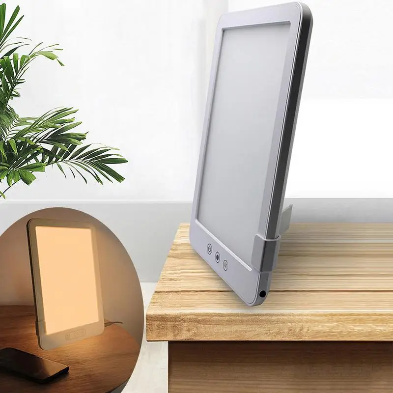 

18W EU/US Plug LED SAD Phototherapy Lamp Photo Face Bionic Sun Light LED Night Light Three-color Stepless Dimming Table Lamp J2