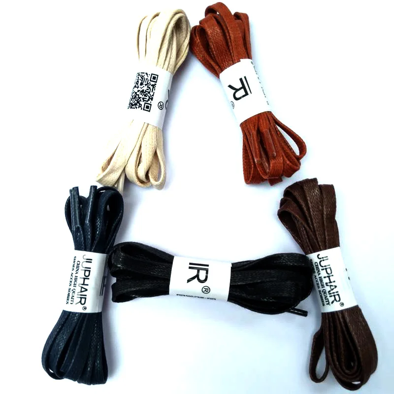 JUP 50Pairs 100% Cotton Shoelace Lace White Black Flat Wax Shoelace 6mm Wide Minimal Cable for Unisex Leather Shoes Boot Sneaker
