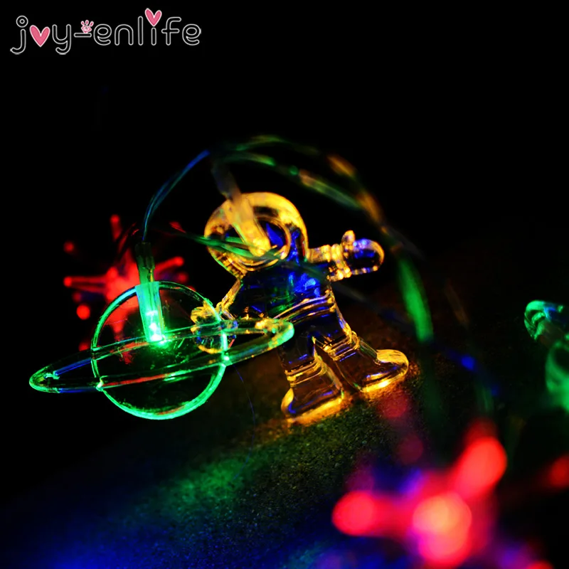 1.5M 10Led Astronaut Rocket Ship Colorful Night String Lights Lamps Wall Home Ornaments Birthday Present Outer Space Party Decor