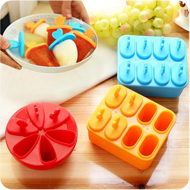 

Plastic ice cream stick Mold Summer Popsicle Maker Tray Pan Kitchen DIY Food-Grade 6/8 Cell Frozen Ice Cream Pop Mold