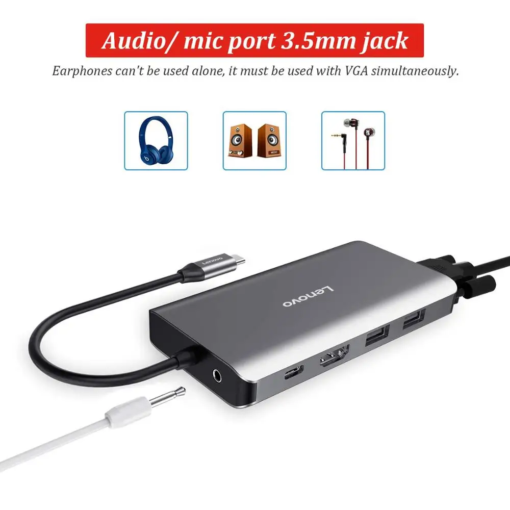 11 En 1 USB C a HDMI 4 K RJ45 LAN Ethernet USB 3,0 para MacBook Pro Xiaomi Asus ordenador portátil Lenovo Huawei Mate 10 Tipo C - 3