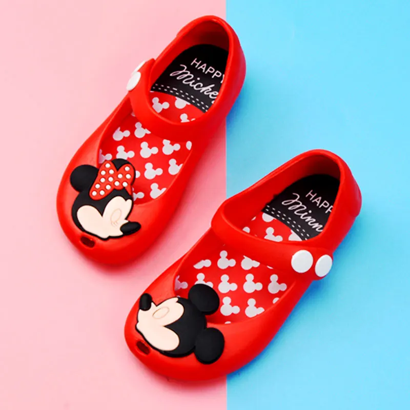 Сандалии для девочек; Melissa; Летняя обувь; Mini Twins mouse; Новинка; стильная детская обувь; пляжные сандалии; милые тапочки с ремешком с мышкой и заклепками