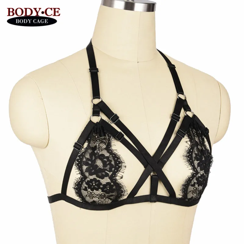 Мягкая чашка Sheer Bralette черный Кружево Связывание Средства ухода за кожей проводов белье каркас бюстгальтера гот сексуальная Растениеводство Топы корректирующие бюстье клуб вечерние танцевальные фестиваль