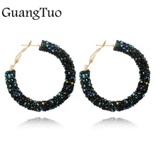 EK711 богемные Роскошные хрустальные стразы бусины в виде колец геометрической формы серьги для женщин ювелирные изделия золотого цвета блестящий круг серьги
