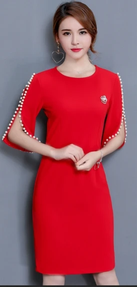 TUHAO Summer Office Lady Female Dresses Elegant Pearl Dress 2018 Spring Casual Plus Size 4XL 3XL 5XL Women's Dresses CC118 TUHAO Summer Office Lady Female Dresses Elegant Pearl Dress 2018 Spring Casual Plus Size 4XL 3XL 5XL Women's Dresses CC118