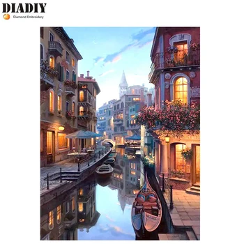 

DIADIY full square resin 5D diy diamond painting cross stitch Venice Night Landscape diamond embroidery sale crafts kitchen Art
