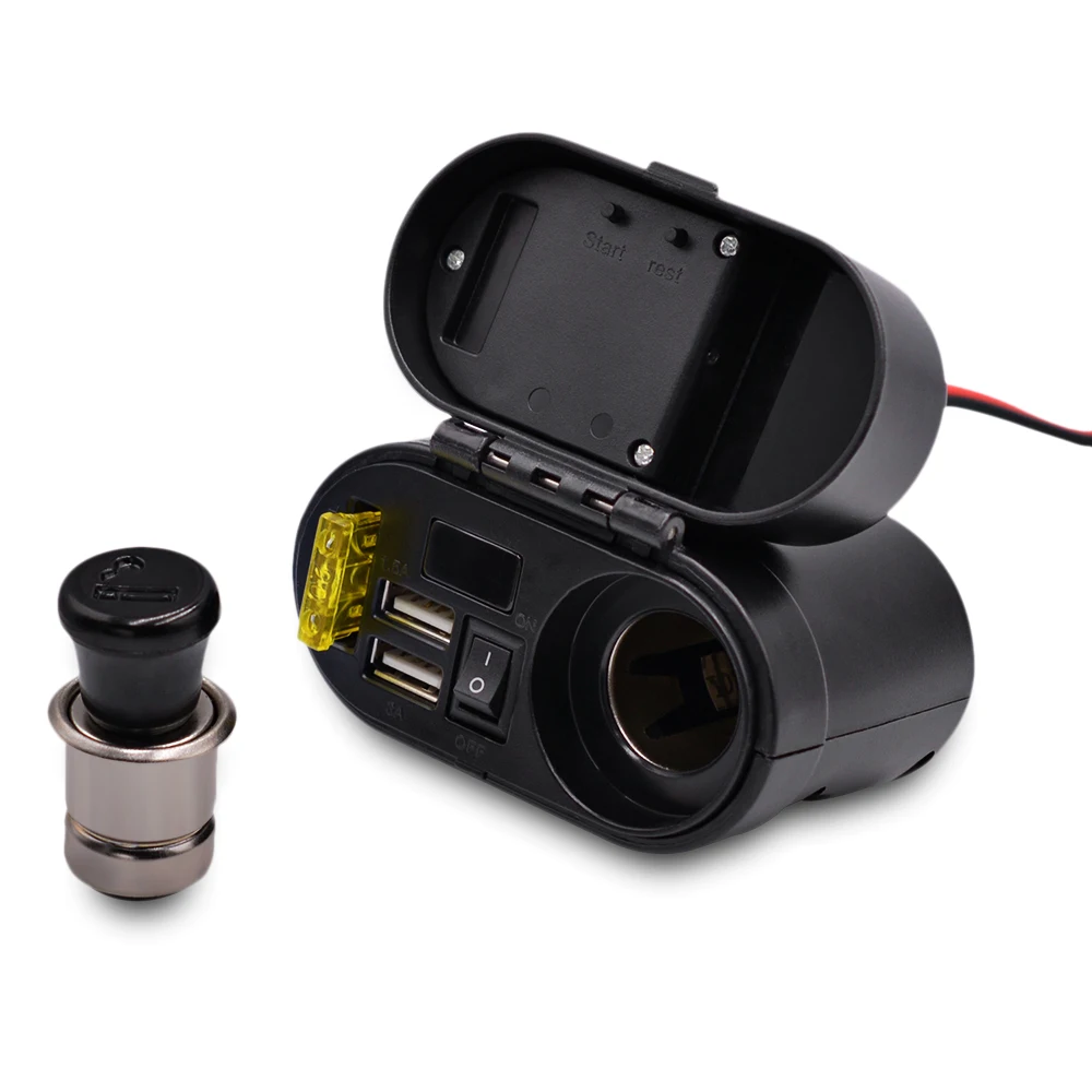 CS - 682A1 Motorcycle Cigarette Lighter USB Charger with Voltmeter Time Display CS - 682A1 Motorcycle Cigarette Lighter USB Charger with Voltmeter Time Display