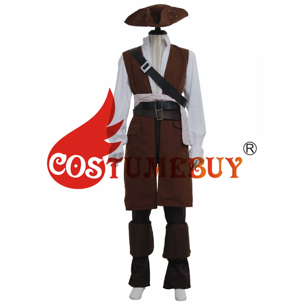 CostumeBuy Пираты Карибского моря Карибский Капитан Джек костюм Джека Воробья для взрослых на Хэллоуин для мальчиков с ображением «пират Vintate наряд L920