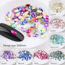 Горячая Распродажа Hosre глаз Цвет AB 3x6 мм дизайн ногтей Стразы 10 видов цветов красивые стразы crystal Stone 30/100 шт для 3D украшение для ногтей