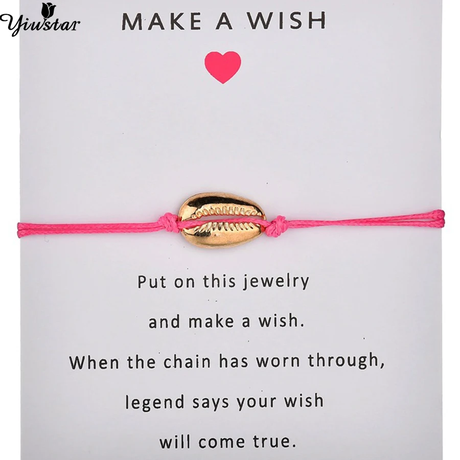 

Yiustar Elegant Cute Seashell Bracelets Wish Bracelet Women Lucky Red Thread String Bracelet Couple Jewelry Handmade Wish Gifts