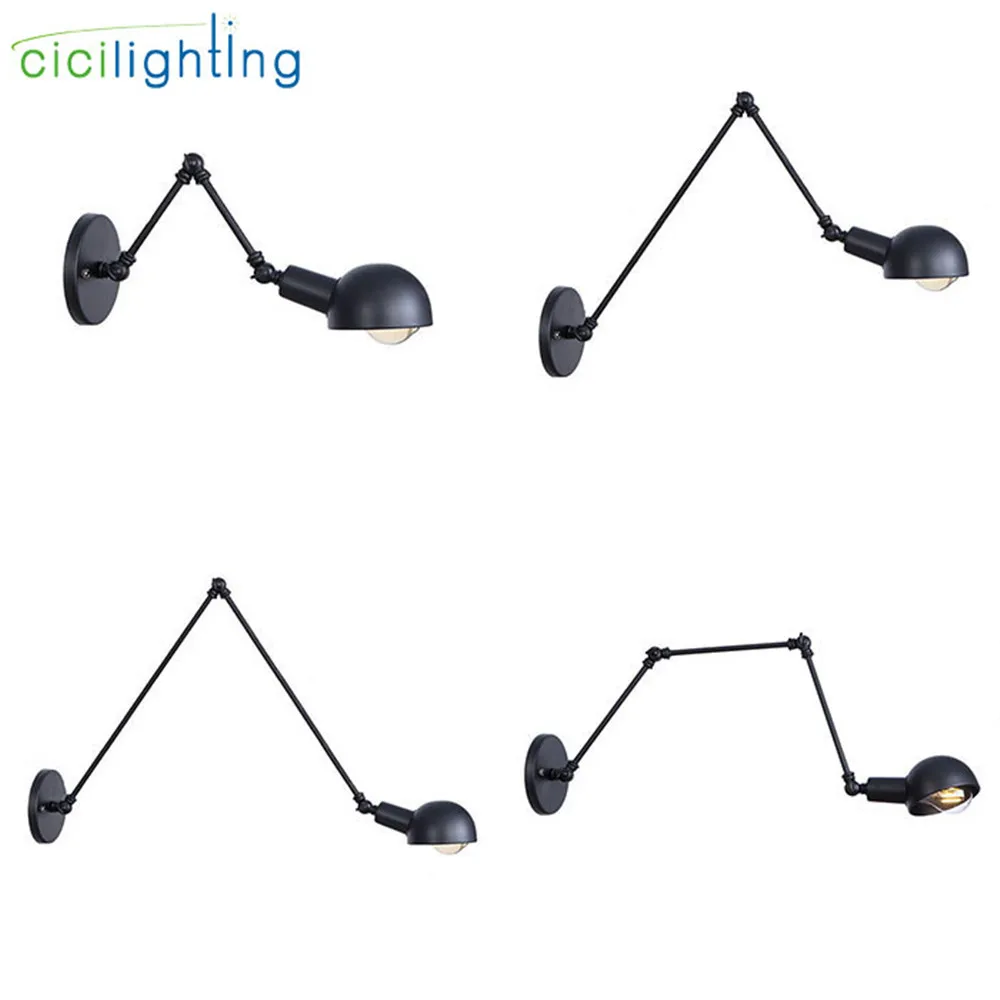 Ретро стиль L20/L30/L40cm черный двойной длинная рука качели робот Бра фонари Винтаж