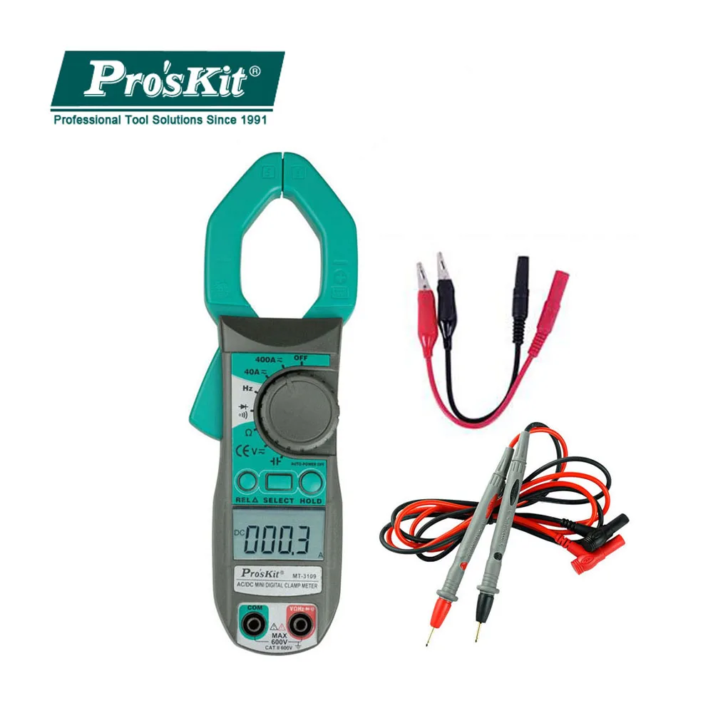 

ProsKit MT-3109 AC DC Current Digital Clamp Meter Multimeter Current Frequency Capacitance Test Meter Electrician Hand Tools