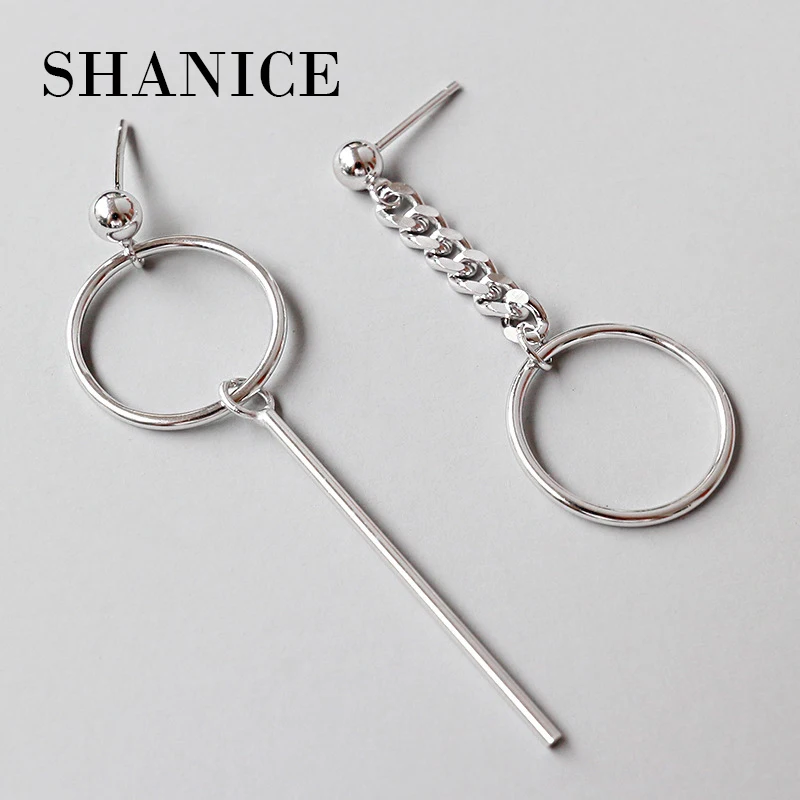 SHANICE, S925 Стерлинговое Серебро, модные, персональные, короткий характер, круглая цепочка, длинные серьги-гвоздики, геометрические, бар, подарки