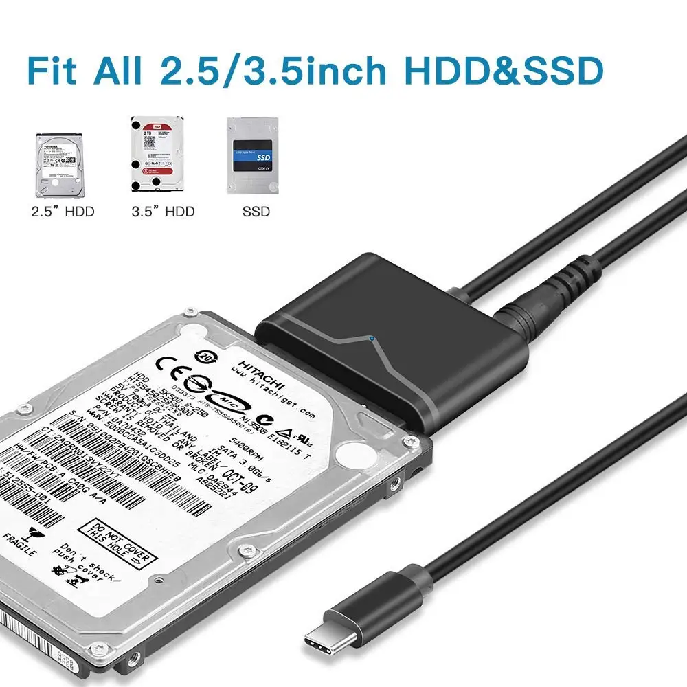 3,5 "3,1" Тип C USB ГБ/сек. Gen1 SATA III 6 2,5 жесткий диск SSD конвертер Кабель адаптер Поддержка UASP с В 12 В 2A адаптеры питания