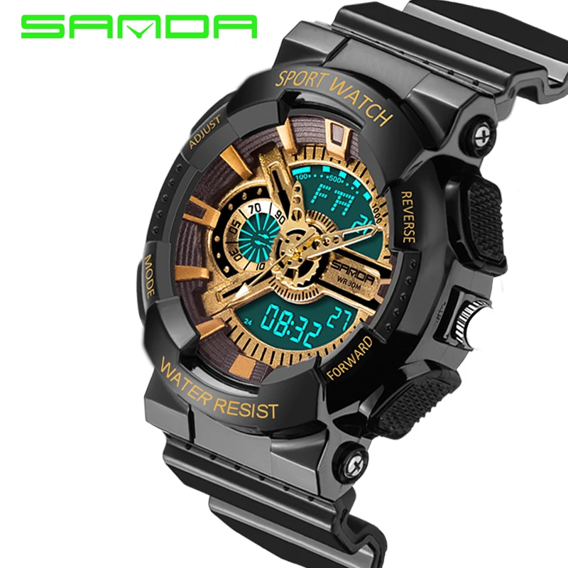 SANDA Fashion Men Digital Watch S Shock Analog Quartz Men Wrist Watch LED Military Waterproof Male