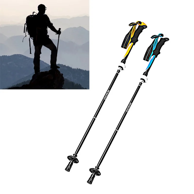 

1pcs 5-Section Aluminum Alloy Folding Shockproof Trekking Poles Sticks Walk Alpenstock Luminum Folding Cane Climbing Accessories