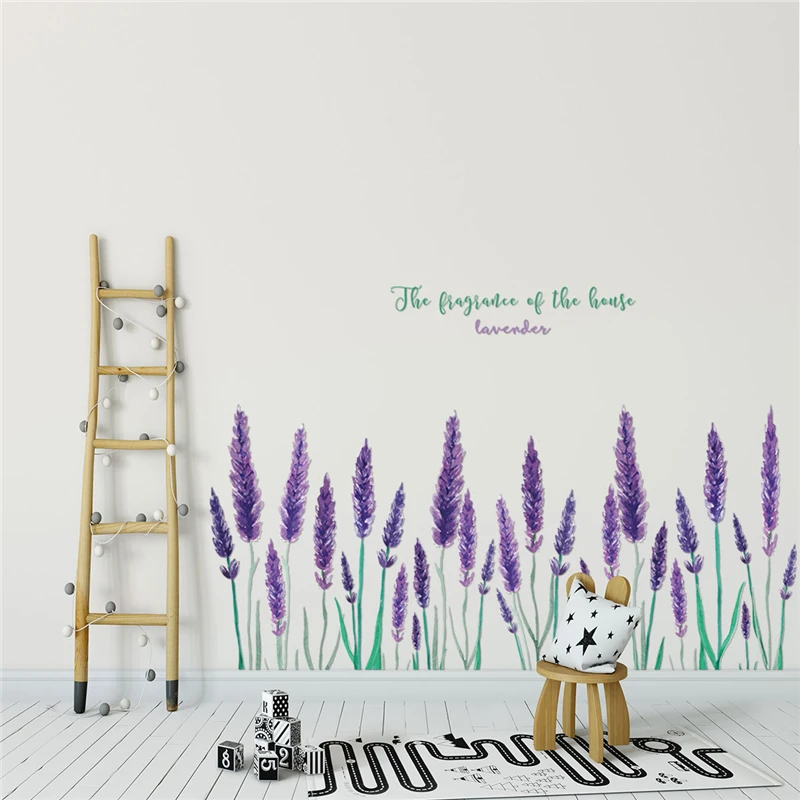 Tofok Violet Lavender Creative Wall Stickers Skirting Line Decals Living Room Setting Wall Stickers PVC Removable High Quality