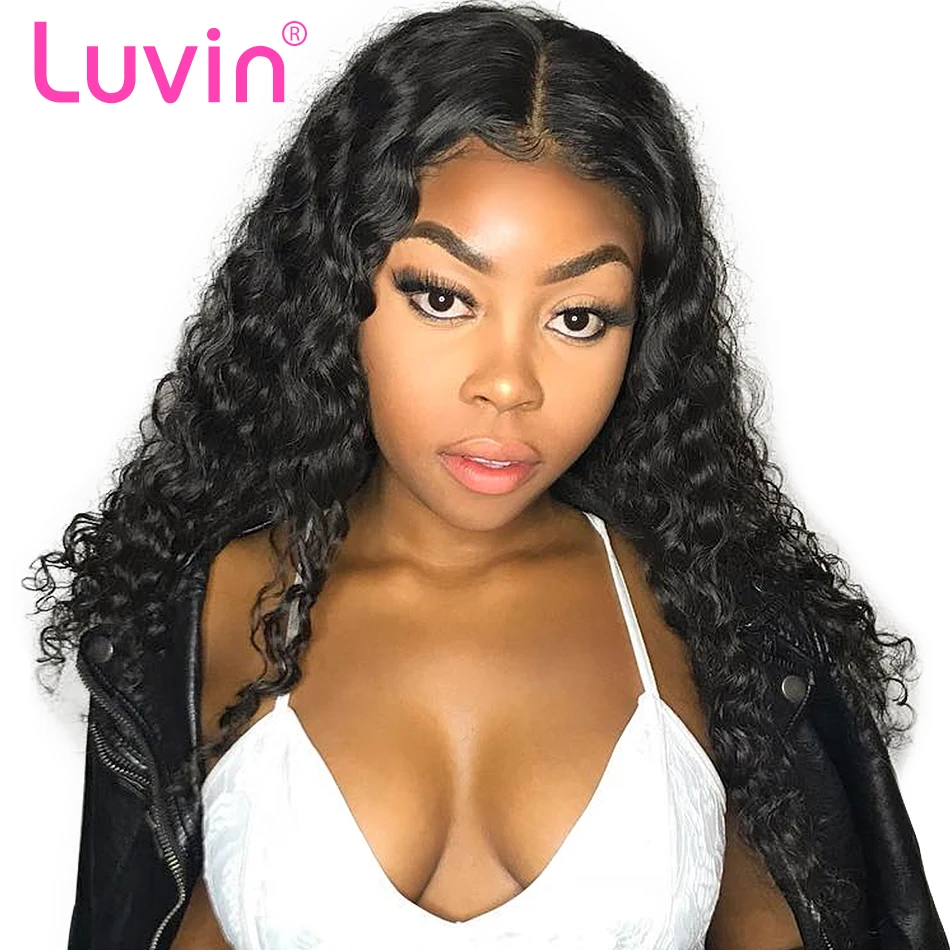 

Luvin 360 Lace Frontal Wig Pre Plucked With Baby Hair Brazilian Deep Wave Wigs For Black Women Curly Lace Front Human Hair Wigs