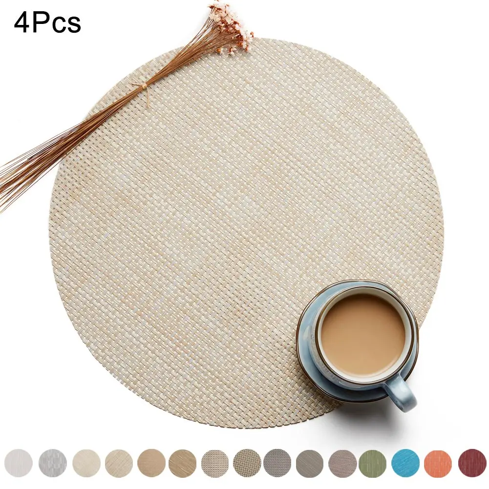 

4pcs Hot New Dining Table Placemats Heat-resistant Placemats Anti-slip Stain Resistant Washable Table Mats XH8Z JY10