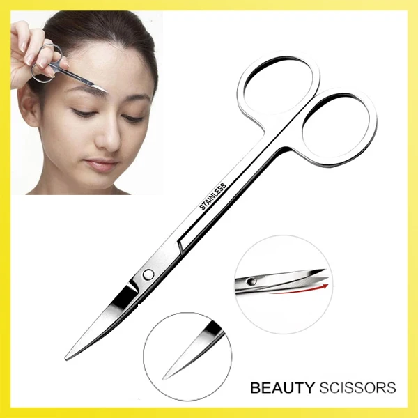 EyeBrow Hair Scissors Cutter Stainless Steel Curved Edge Trimming Mini