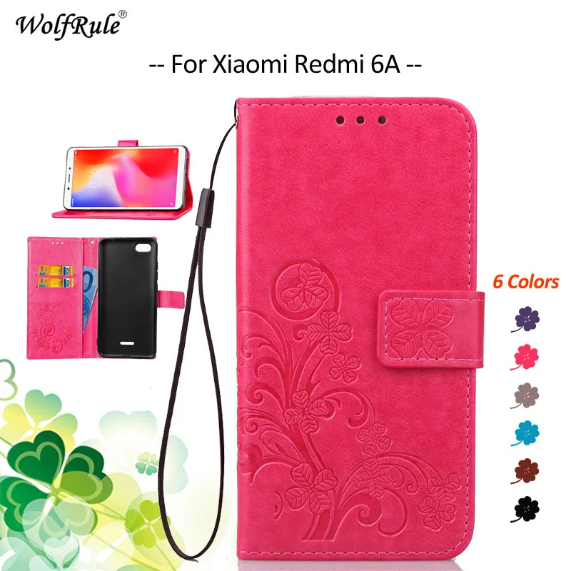 

For Cover Xiaomi Redmi 6A Case WolfRule Flip Fitted Cases Redmi 6A PU Wallet Phone Bag Case For Xiaomi Redmi 6A Cover 5.45''