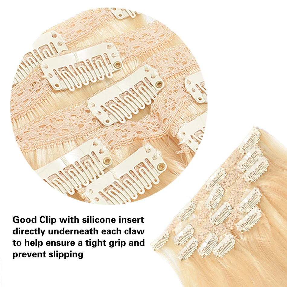 BHF Clip In Human Hair Extensions Machine Made Remy 100% Peruvian Natural Straight Hair Extension Clip