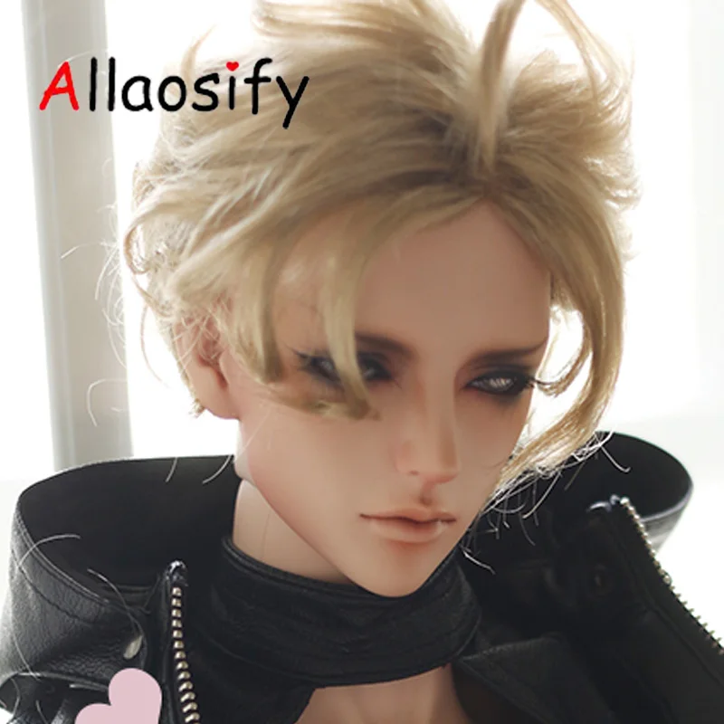 Allaosify bjd парик 1/3 высокотемпературный парик для мальчика короткие волосы кукольные парики с имитацией мохера воздушные челки назад BJD волосы