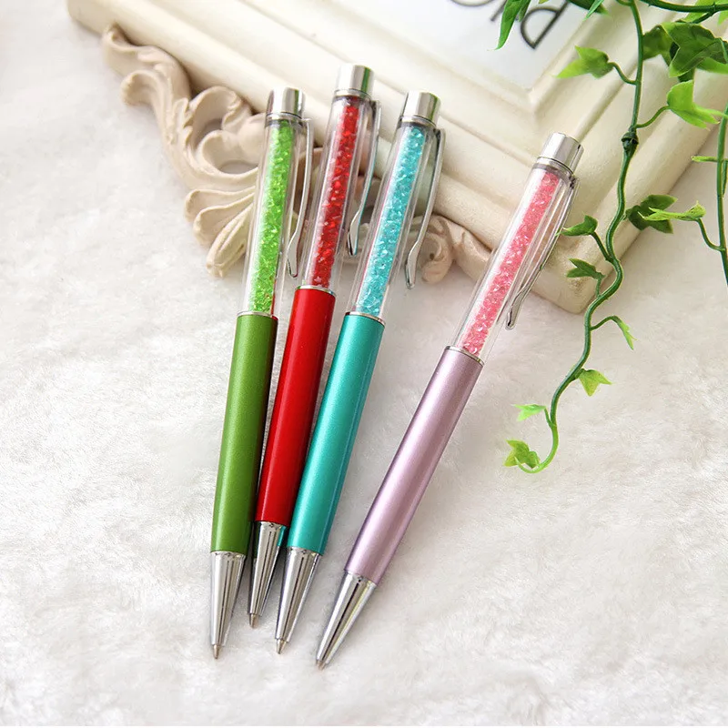 14 цветов, кристальная шариковая ручка, модный креативный стилус, фиолетовая сенсорная ручка для письма, канцелярские принадлежности, для офиса и школы, черная заправка