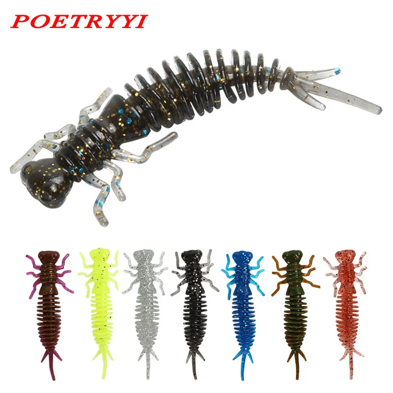 

POETRYYI Larva Soft Lures 55mm Artificial Lures Fishing Worm Silicone Bass Pike Minnow Swimbait Jigging Plastic Baits 30