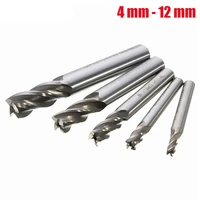 end mill 5pcs / סט המקדח ישר Shank End Mill קאטר 4 חליל HSS 4/6/8/10 / 12mm עבור Cnc כלי כרסום (4)