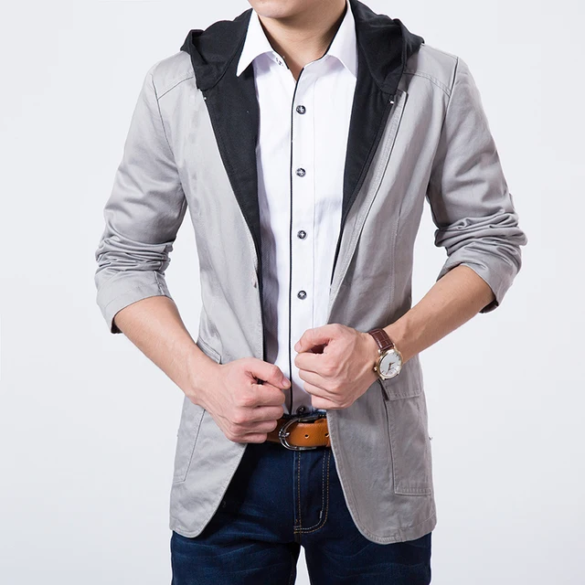 mens hooded blazer jacket
