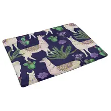 Ламы и кактусы цветы Крытый Коврик Большой 30X18 cm Нескользящие входная дверь коврик