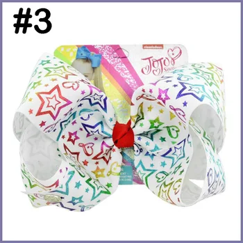 

free shipping 12pcs 8" Large ombre Bow With Hair Clip unicorn big hair bows For Girls Kids Handmade rainbow Printed