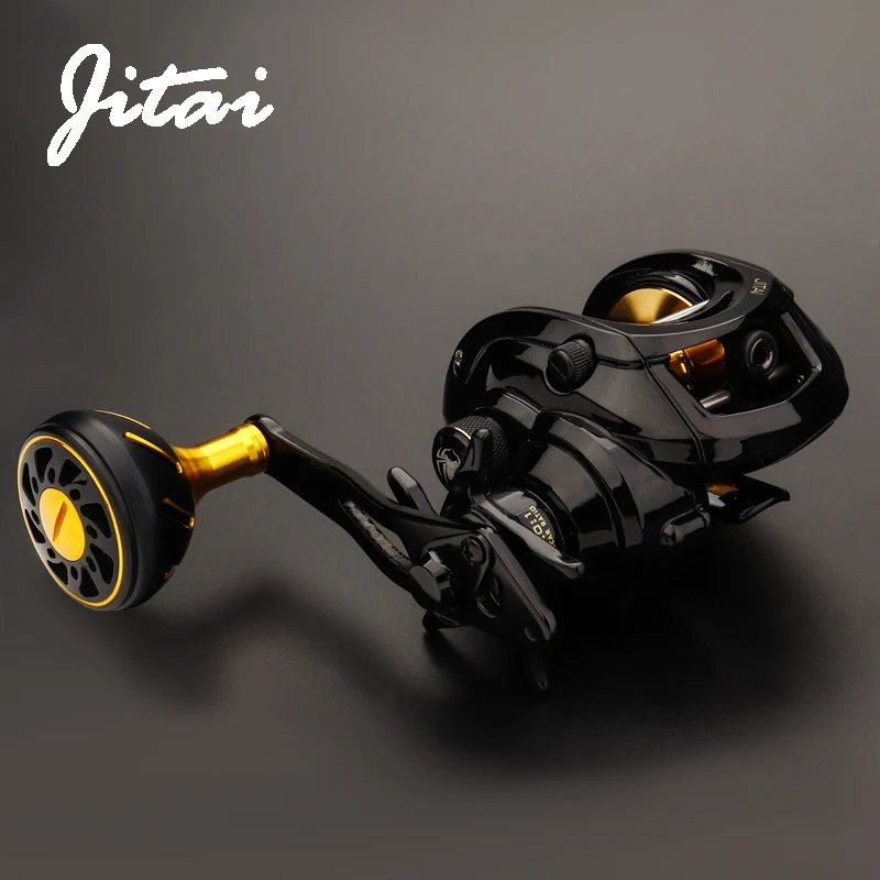 JITAI Baitcasting carrete de pesca sistema de freno Dual 8Kg arrastre de fibra de carbono 7,0: 1 carrete de pesca con mango extendido CNC de alta velocidad