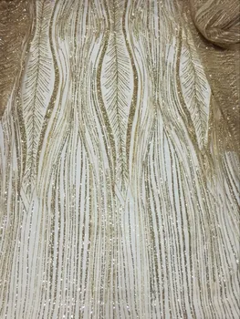 

nice glued glitter sequins lace fabric African SH-026 French net tulle Lace Fabric for party